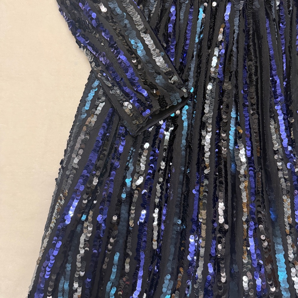 Dress the Population Elegant Sequin Dress in Black and Blue - Picture 3 of 5